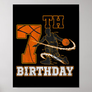 Affiche Enfants 7e anniversaire Basketball Enfants Garçons