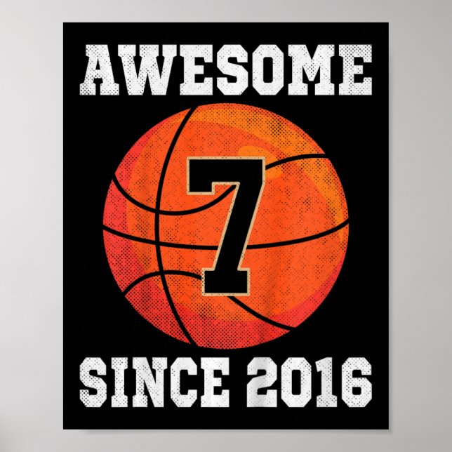 Affiche Enfants 7e anniversaire Basketball Lover 7 ans Vin (Devant)