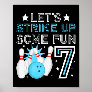 Affiche Enfants 7e anniversaire de la fête Bowling Boy 7 a