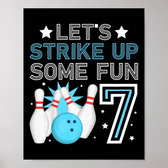 Affiche Enfants 7e anniversaire de la fête Bowling Boy 7 a (Devant)
