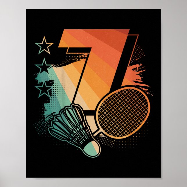 Affiche Enfants 7e anniversaire garçon Badminton Joueur Ba (Devant)