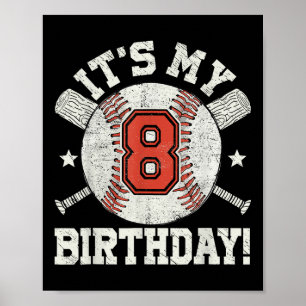 Affiche Enfants 8e baseball Anniversaire Party Boys Ventil