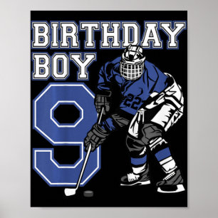 Affiche Enfants 9 ans Hockey sur glace thème Anniversaire 