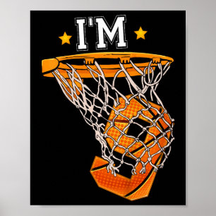 Affiche Enfants 9e Anniversaire Basketball I'm 9 Garçon Fi