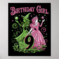 Enfants 9e Anniversaire Sorcière rose et verte 9 A