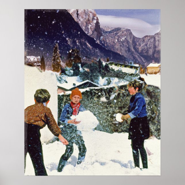 Affiche Enfants à portée libre en hiver (Devant)