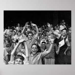 Affiche Enfants à un match de baseball, 1942. Photo vintag