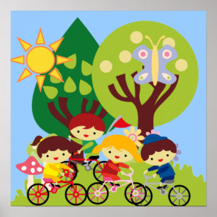 Affiche Enfants à vélo