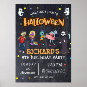 Affiche Enfants Amusants Costume Halloween Anniversaire Fê