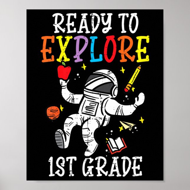 Affiche Enfants Astronaute Prêt à Explorer 1ère Année Prem (Devant)
