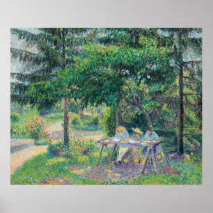 Affiche Enfants attablés dans le jardin Camille Pissarro
