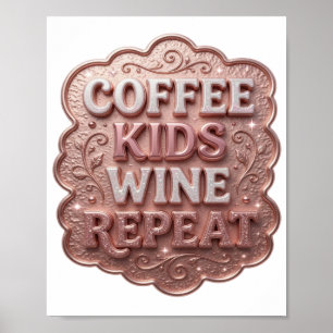 Affiche Enfants au café rose frappant REPETEZ le design VI