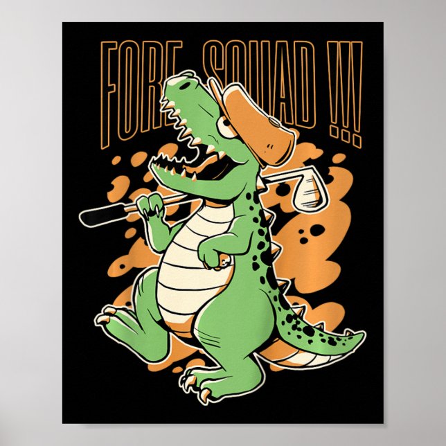 Affiche Enfants Avant Équipe T-rex Dinosaure Golfeur Graph (Devant)