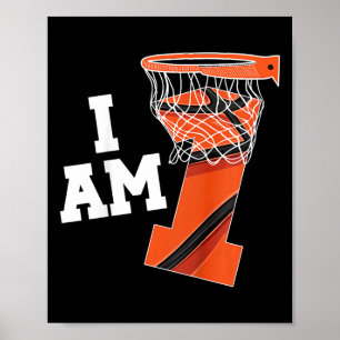 Affiche Enfants Basketball 1er Anniversaire Garçon Un An B