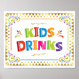 Affiche ENFANTS BOISSONS Fiesta Party Signal Imprimer