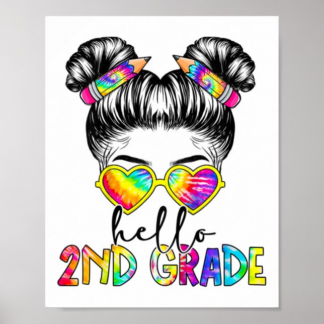 Affiche Enfants Bonjour 2e année Messy Bun Ck À l'école (Devant)