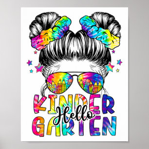Affiche Enfants Bonjour jardin d'enfants Messy Cheveux Bun
