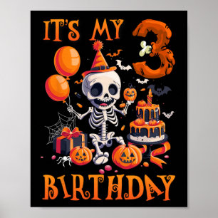 Affiche Enfants Boo C'est mon 3e anniversaire Halloween Sq