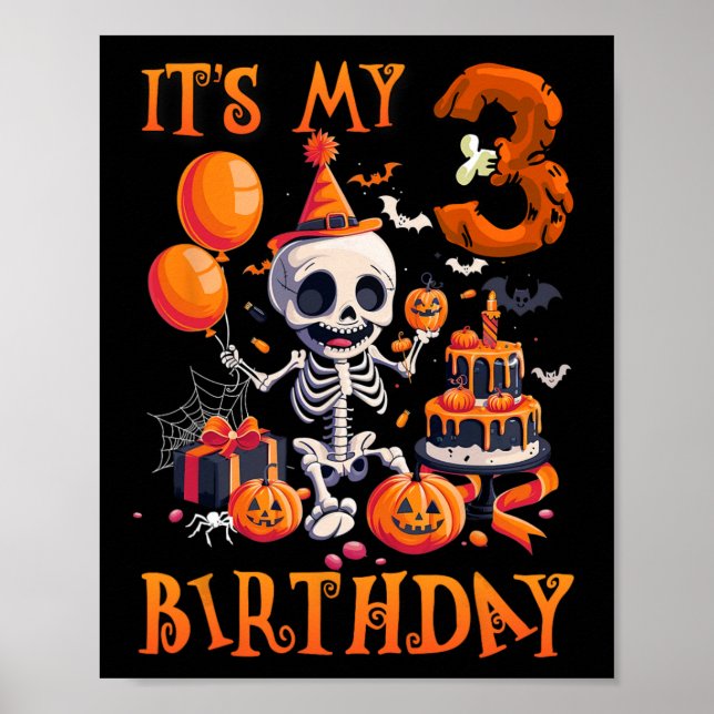 Affiche Enfants Boo C'est mon 3e anniversaire Halloween Sq (Devant)