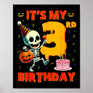 Affiche Enfants Boo C'est mon 3e anniversaire Halloween Sq