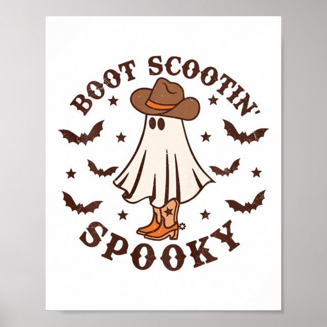Affiche Enfants Boot Scootin Éffrayant Halloween Retro F (Devant)