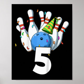 Affiche Enfants Bowling Anniversaire 5 Bowling Thème 5ème 