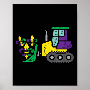 Affiche Enfants Bulldozer Mardi Gras mignonette Enfants Ga