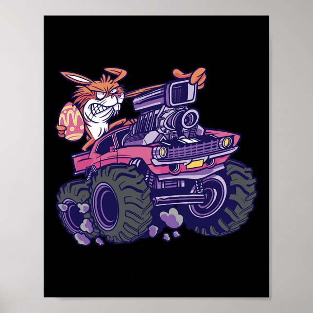 Affiche Enfants Bunny Happy Pâques Monster Truck Amateurs  (Devant)