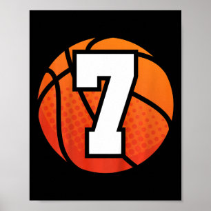 Affiche Enfants Bysketbyll Anniversaire 7 Nombre Sept Anni