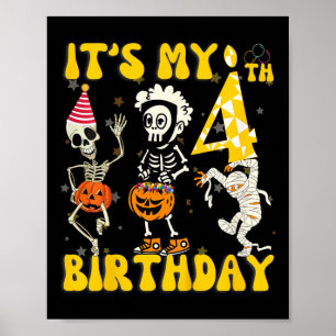 Affiche Enfants C'est mon 4e anniversaire Garçon drôle Ske