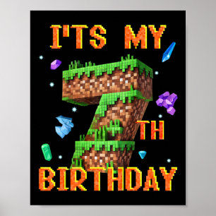 Affiche Enfants C'est mon 7ème anniversaire Pixel Gamer Pa