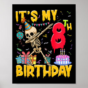 Affiche Enfants C'est mon 8e anniversaire fête Halloween S