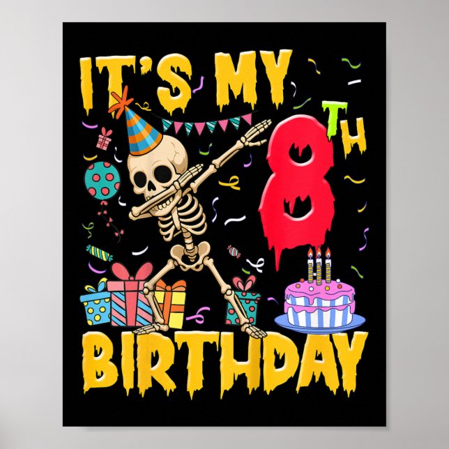 Affiche Enfants C'est mon 8e anniversaire fête Halloween S (Devant)