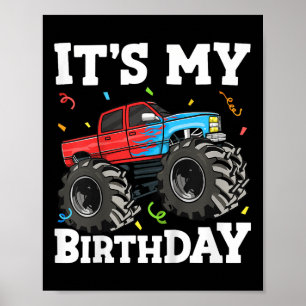 Affiche Enfants C'Est Mon Anniversaire Monster Camion Anni