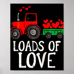 Affiche Enfants Charges D'Amour Tracteur Joli Valentines J