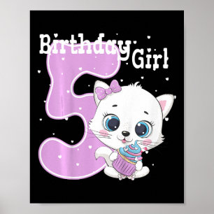 Affiche Enfants Chat 5Anniversaire Chemise Filles Kitten A