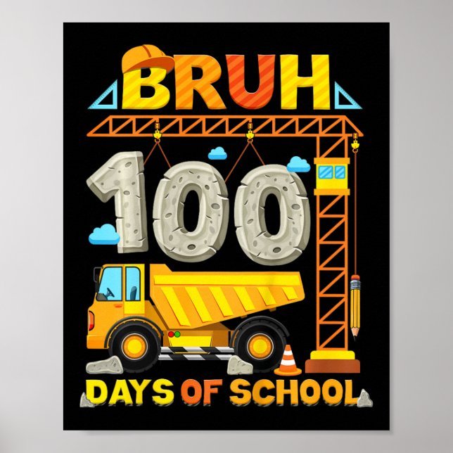 Affiche Enfants Construction Camion Bruh 100 Jours De L'Éc (Devant)