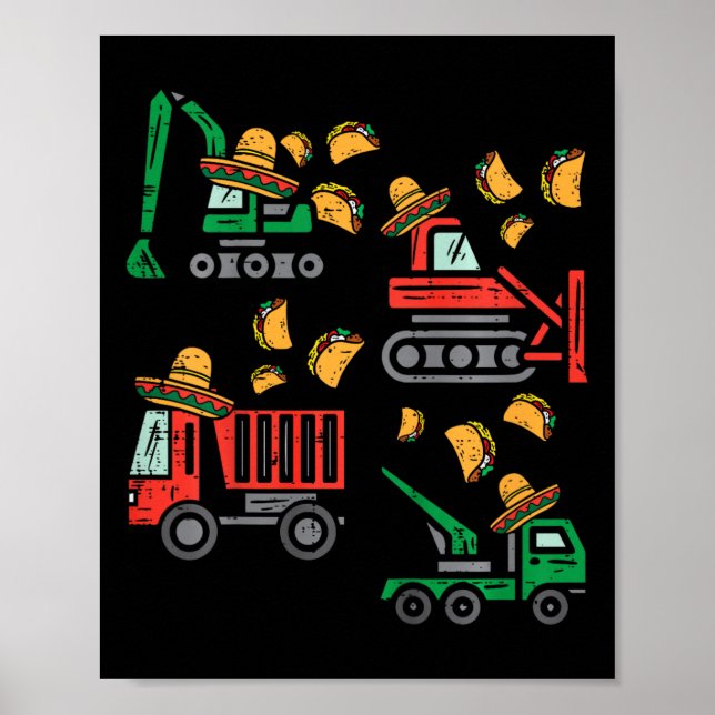 Affiche Enfants Construction Camion Bulldozer Cinco De May (Devant)