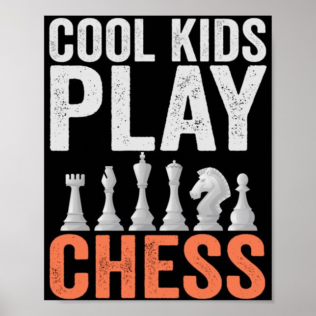 Affiche Enfants cool Jouer aux échecs Amoureux du jeu d'éc (Devant)