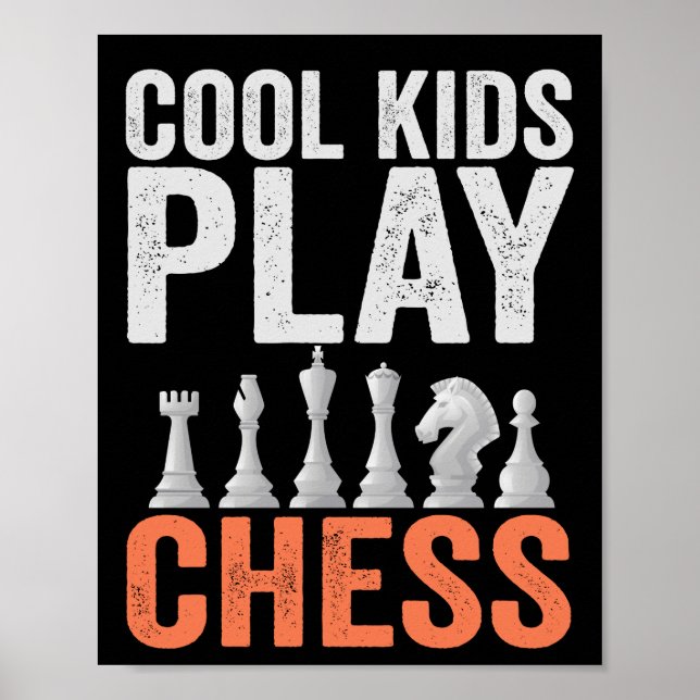 Affiche Enfants cool Jouer aux échecs Amoureux du jeu d'éc (Devant)