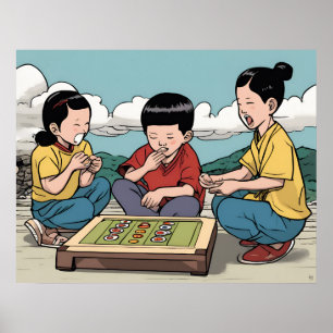 Affiche Enfants coréens jouant - Jouets pour enfants