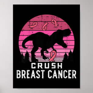 Affiche Enfants Crush Cancer du sein Pink Trex Dino Sensib