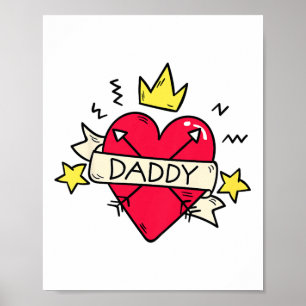 Affiche Enfants Daddy Heart Tattoo Valentines Day Pour Gar