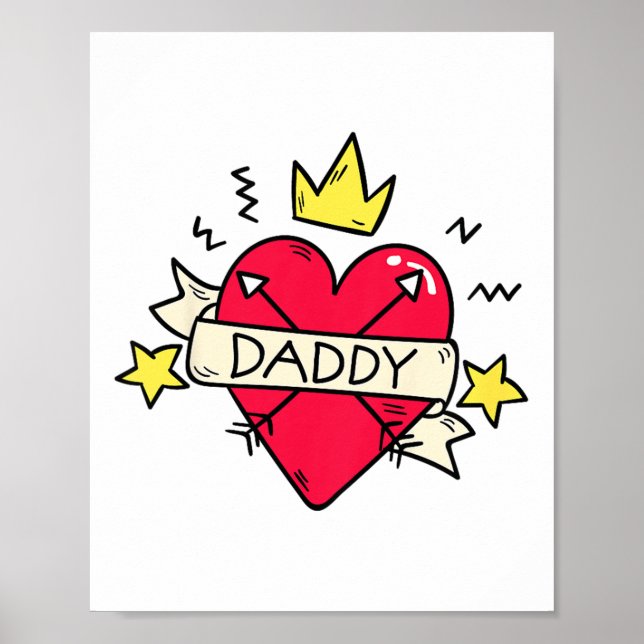 Affiche Enfants Daddy Heart Tattoo Valentines Day Pour Gar (Devant)