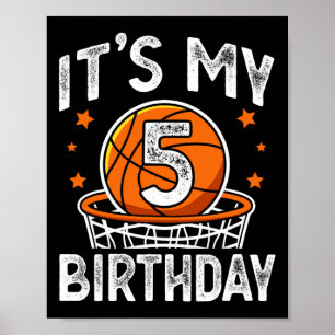 Affiche Enfants de 5 ans Basketball Sport 5e Anniversaire 
