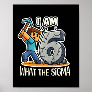 Affiche Enfants de 6 ans Sigma Pixel Art Mineur Anniversai