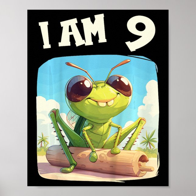 Affiche Enfants de 9 ans 9 ans Anniversaire Criquet Garçon (Devant)