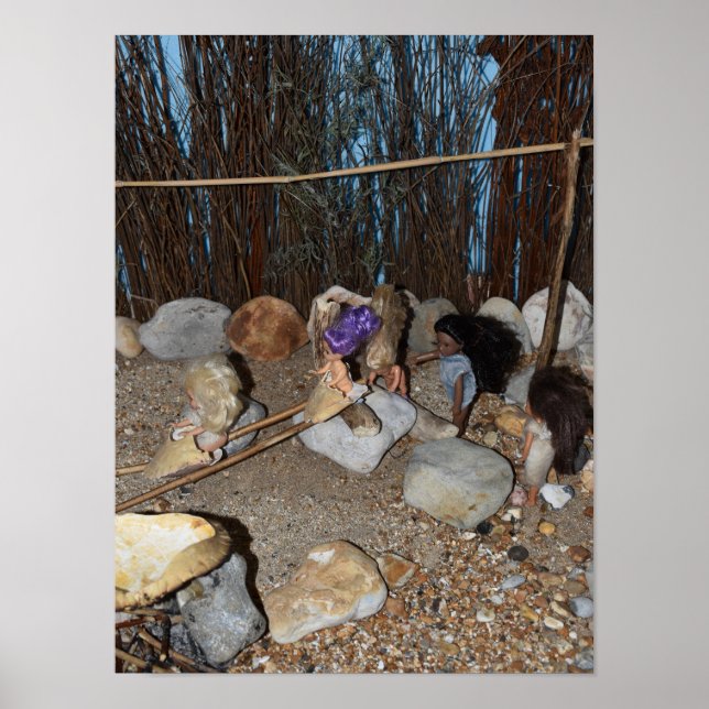 Affiche Enfants de l'âge de pierre qui jouent. (Devant)