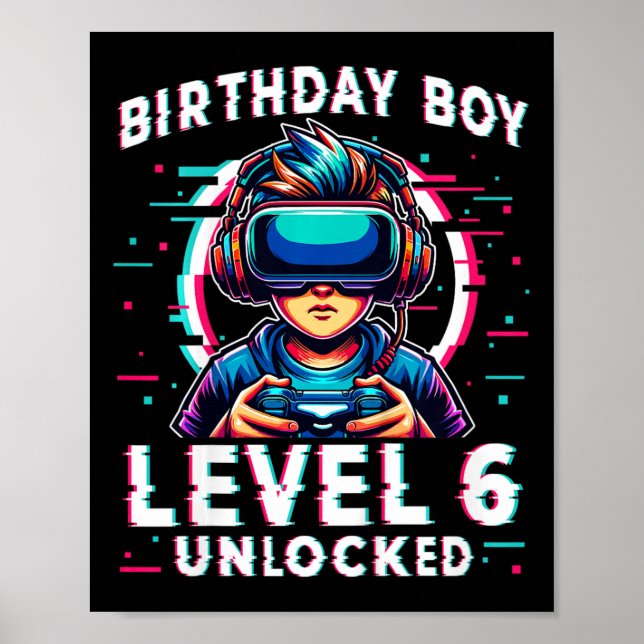 Affiche Enfants de niveau 6 déverrouillés 6 ans Anniversai (Devant)