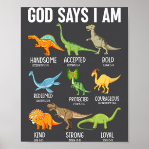 Affiche Enfants Dieu dit que je suis un dinosaure drôle Di